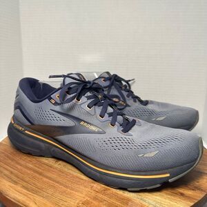 Brooks Ghost 15 Mens 12 D Shoes Blue Gold Running Walking Trainer Gym Comfort